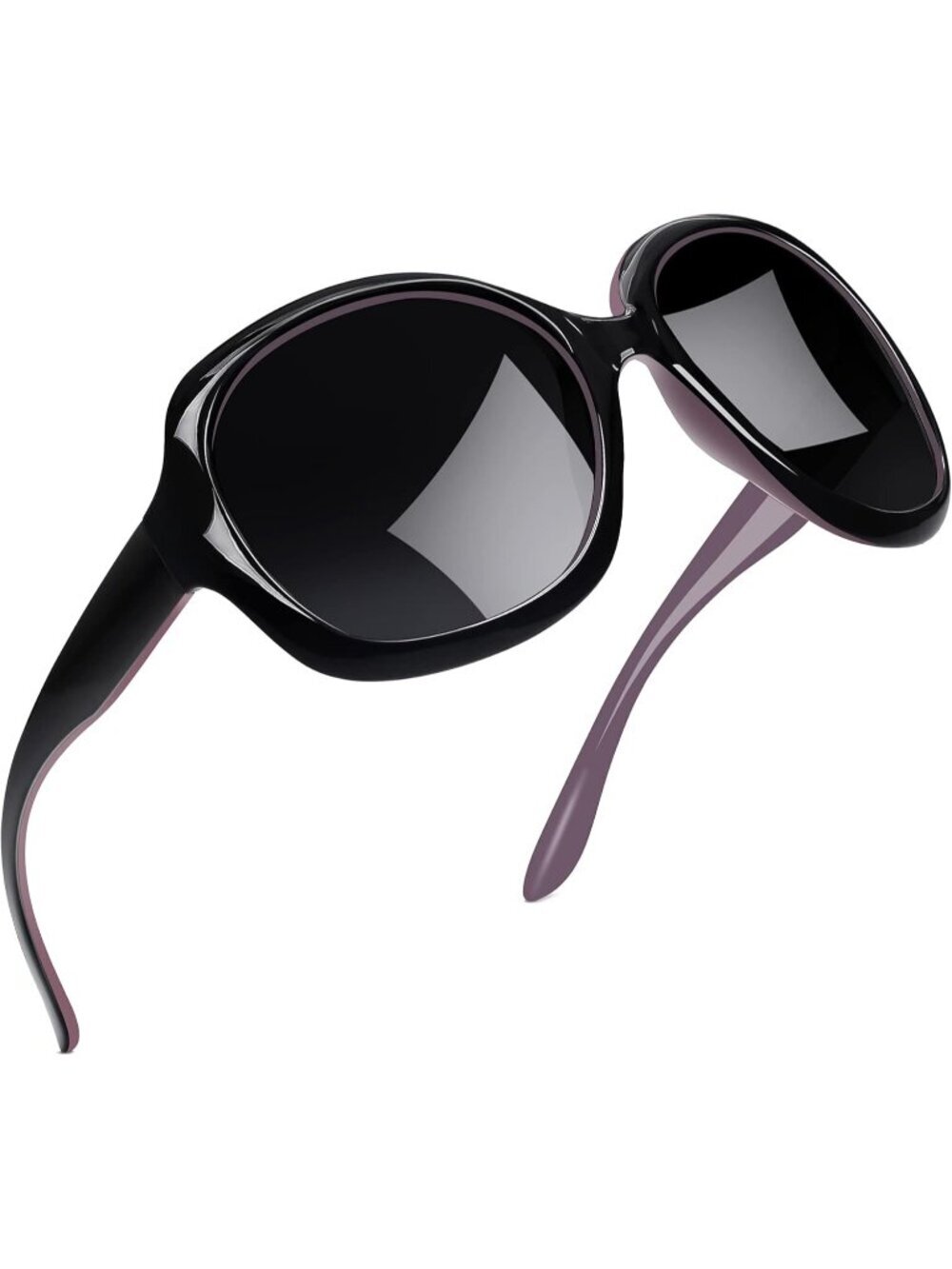 Women's Purple Black Polarized UV Protection Sun Glasses Big Wide Shades Driving